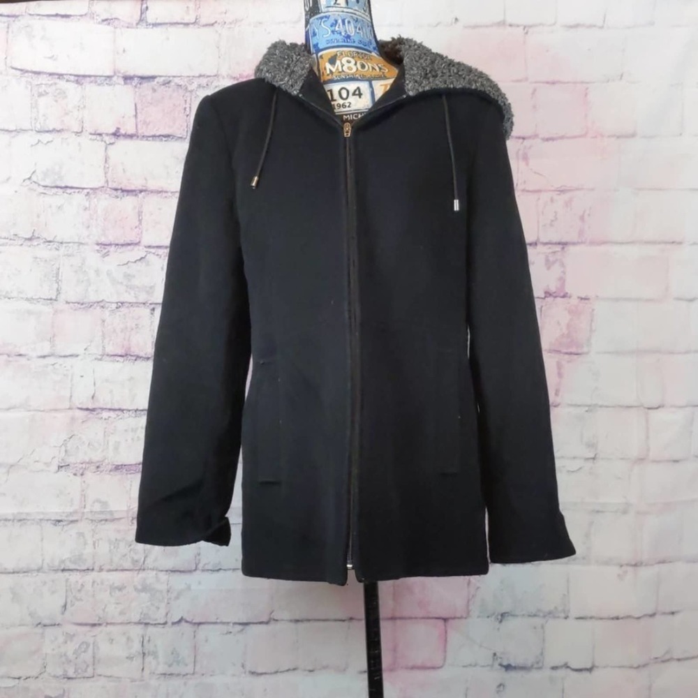 FLEET street wool black coat size medium